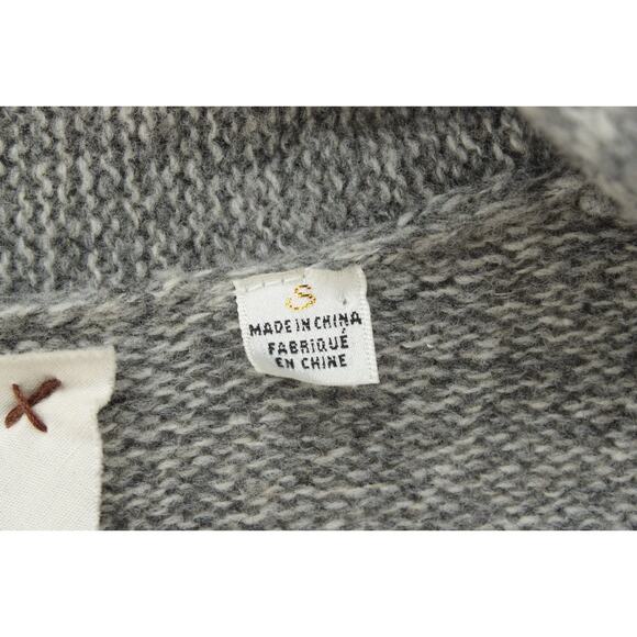 Anthropologie Meguro River Cardigan Women's Small Gray Puff Sleeve Open Sweater - Picture 5 of 8